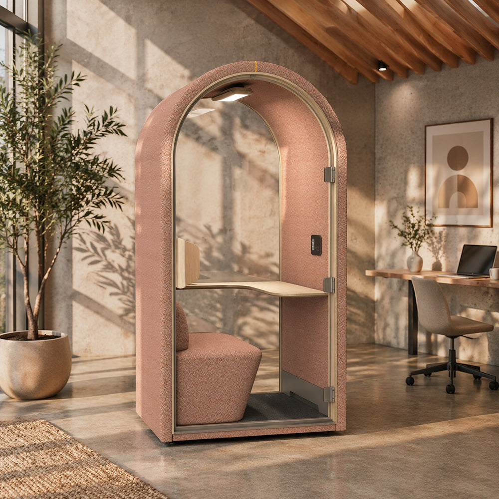 DUKE Single Seater Acoustic Office Silent Booth Pod - Terracotta