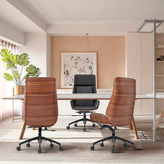 TYLER High Back Office Chair - Walnut & Black