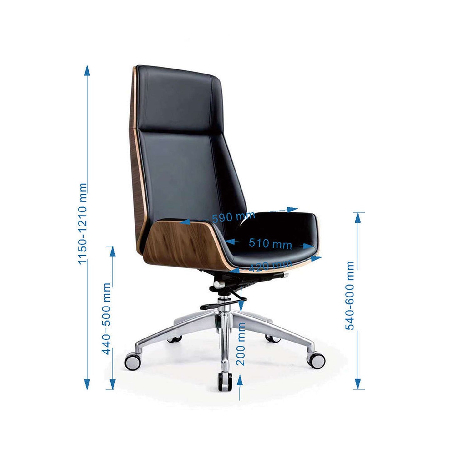 TYLER High Back Office Chair - Walnut & Black