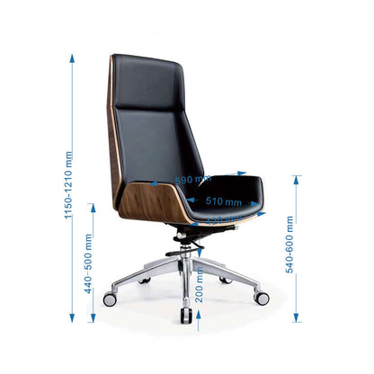TYLER High Back Office Chair - Walnut & Black