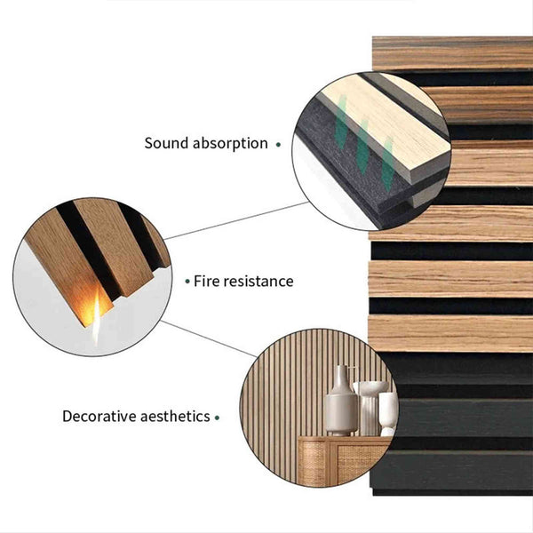 WOODFLEX Flexible Acoustic Wood Slat Wall Panel, Black Veneer - 2700mm ...