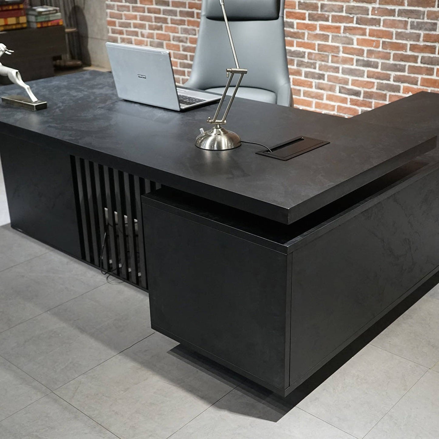 DAXTON Executive Desk with Left Return with Lift 200cm - Black