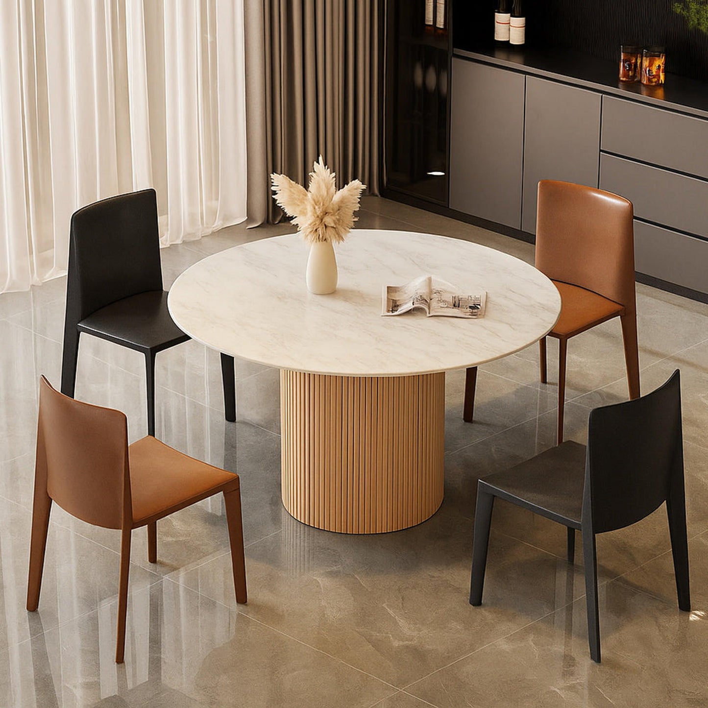 BLANCHE Dining Table 120cm - Marble Stone