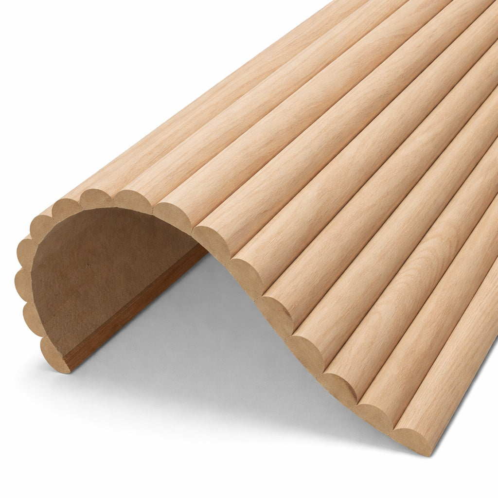 WOODFLEX Flexible Wooden Slat Wall Panel - Oak Veneer - 2700mm x 600mm - Half Round 37mm