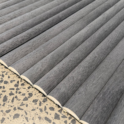 WOODFLEX Flexible Wooden Slat Wall Panel - Black Oak - 2700mm x 600mm - Half Round 37mm
