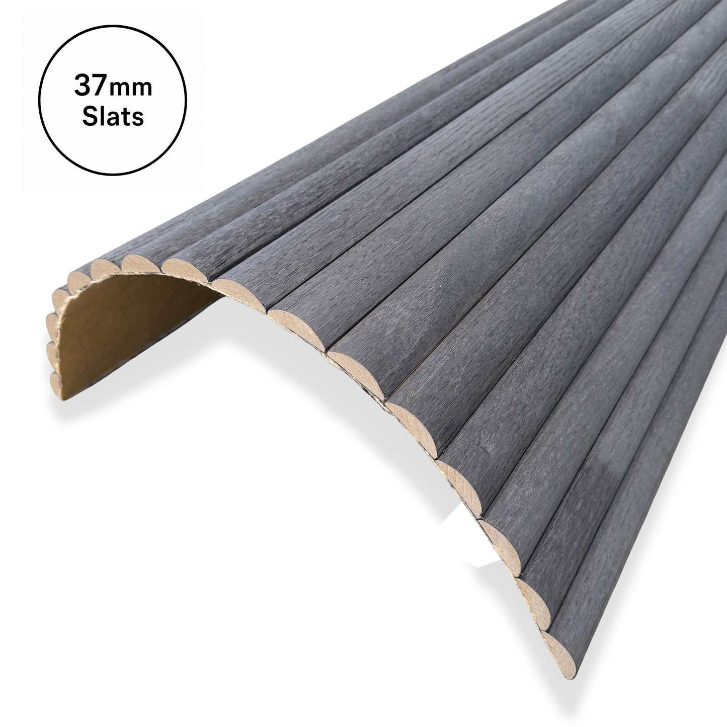 WOODFLEX Flexible Wooden Slat Wall Panel - Black Oak - 2700mm x 600mm - Half Round 37mm