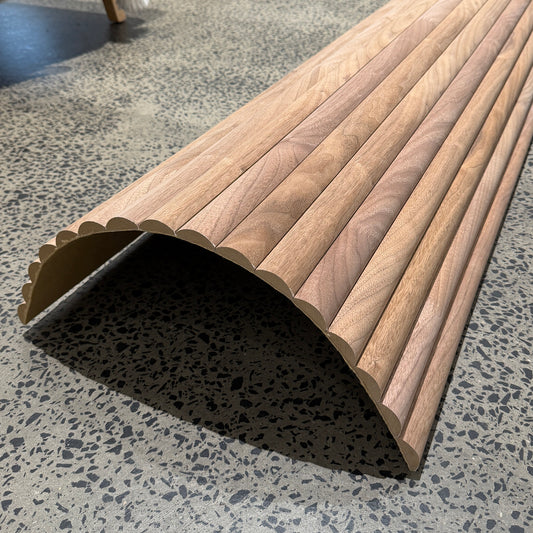 WOODFLEX Flexible Wooden Slat Wall Panel - Walnut Veneer - 2700mm x 600mm - Half Round 37mm