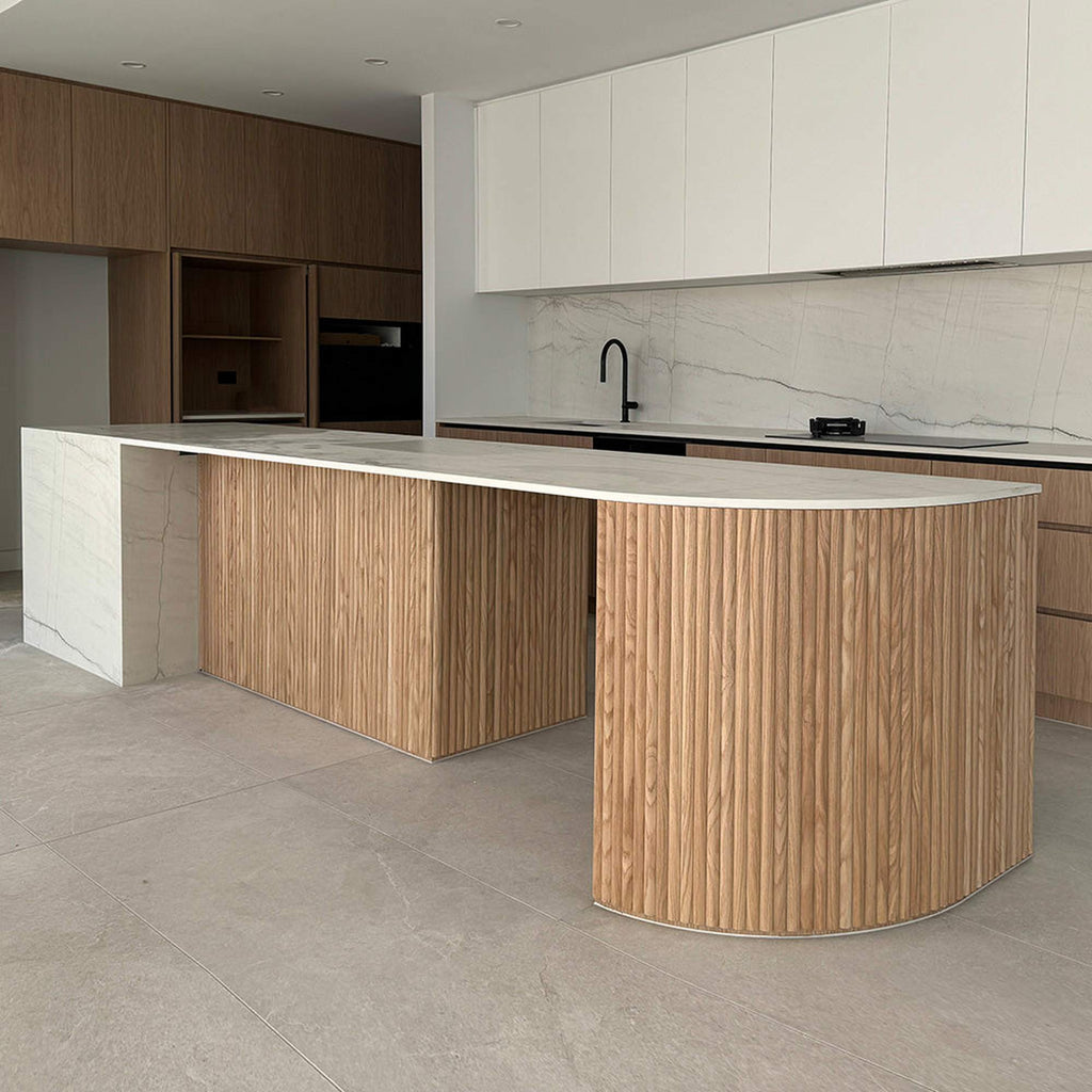 WOODFLEX Flexible Wooden Slat Under Bench Counter Panel - Oak Veneer ...