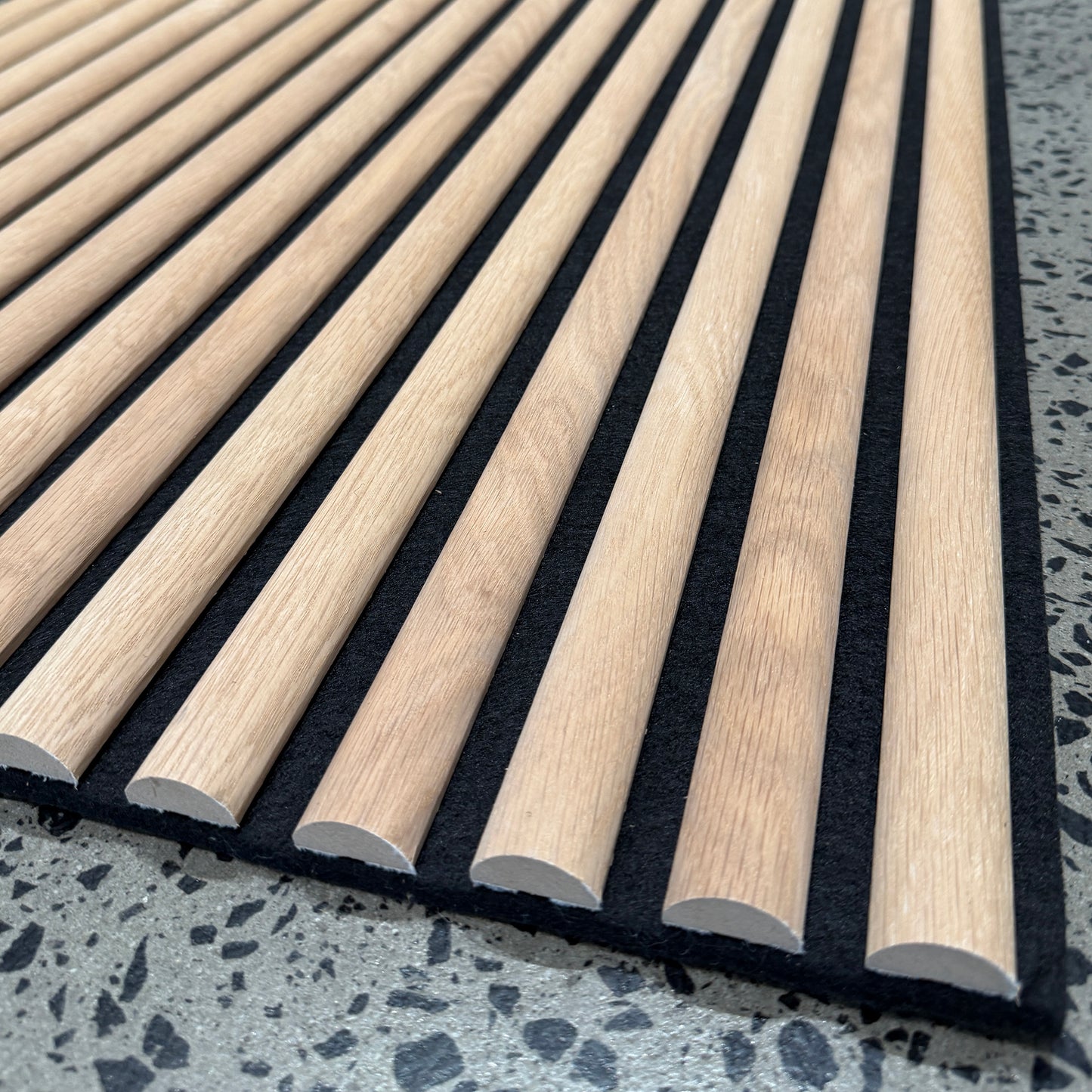 WOODFLEX Flexible Acoustic Slat Wall Panel - Half Round Oak Veneer - 2700mm x 600mm