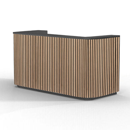 HALO Reception Desk 180cm - Oak / Black on Black