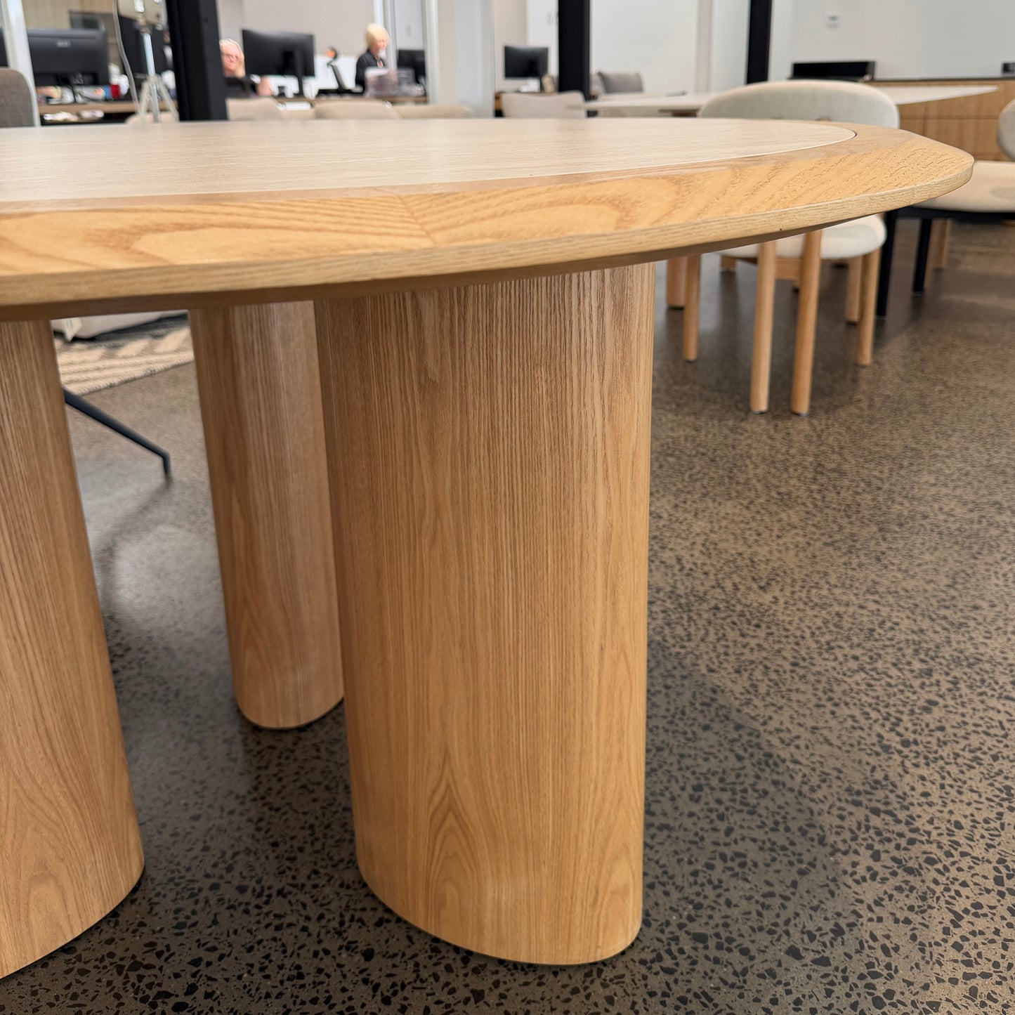 LAYSON Dining Table 136cm - Travertine & Natural