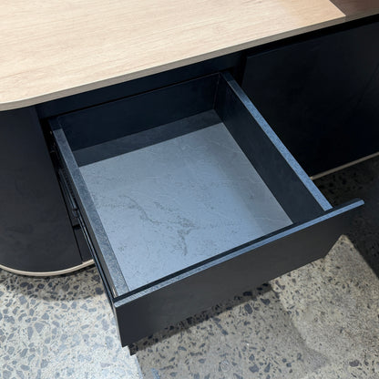 VENTURA 180-200cm Reversible Executive Desk - Left or Right Return - Oak & Black