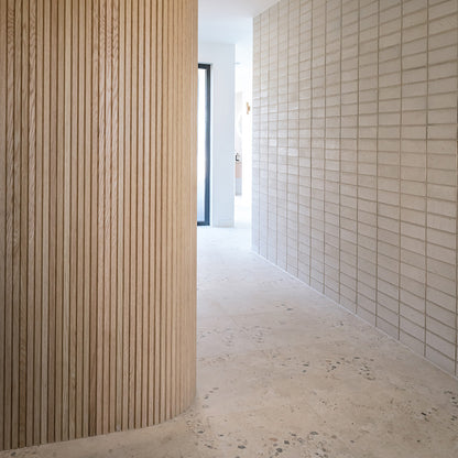 WOODFLEX Flexible Wooden Slat Wall Panel - Oak Veneer - 2700mm x 600mm - Trapezium