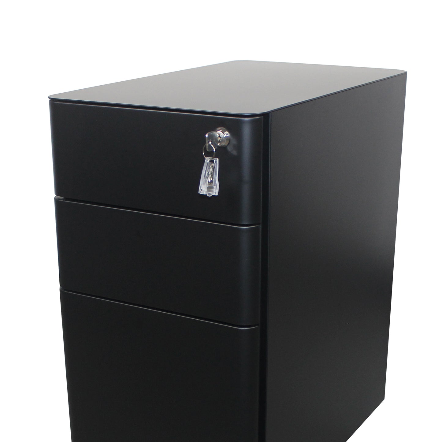 MARLO 3 Drawer Slim Mobile Pedestal Cabinet - Black
