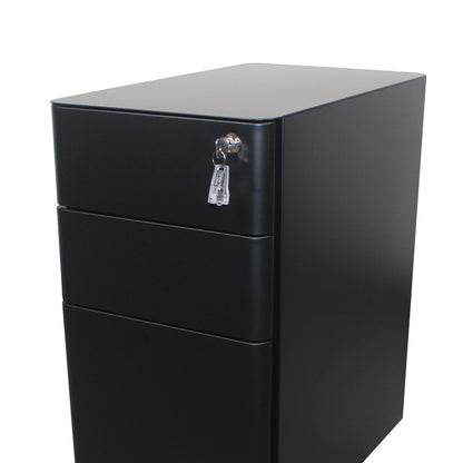 MARLO 3 Drawer Slim Mobile Pedestal Cabinet - Black