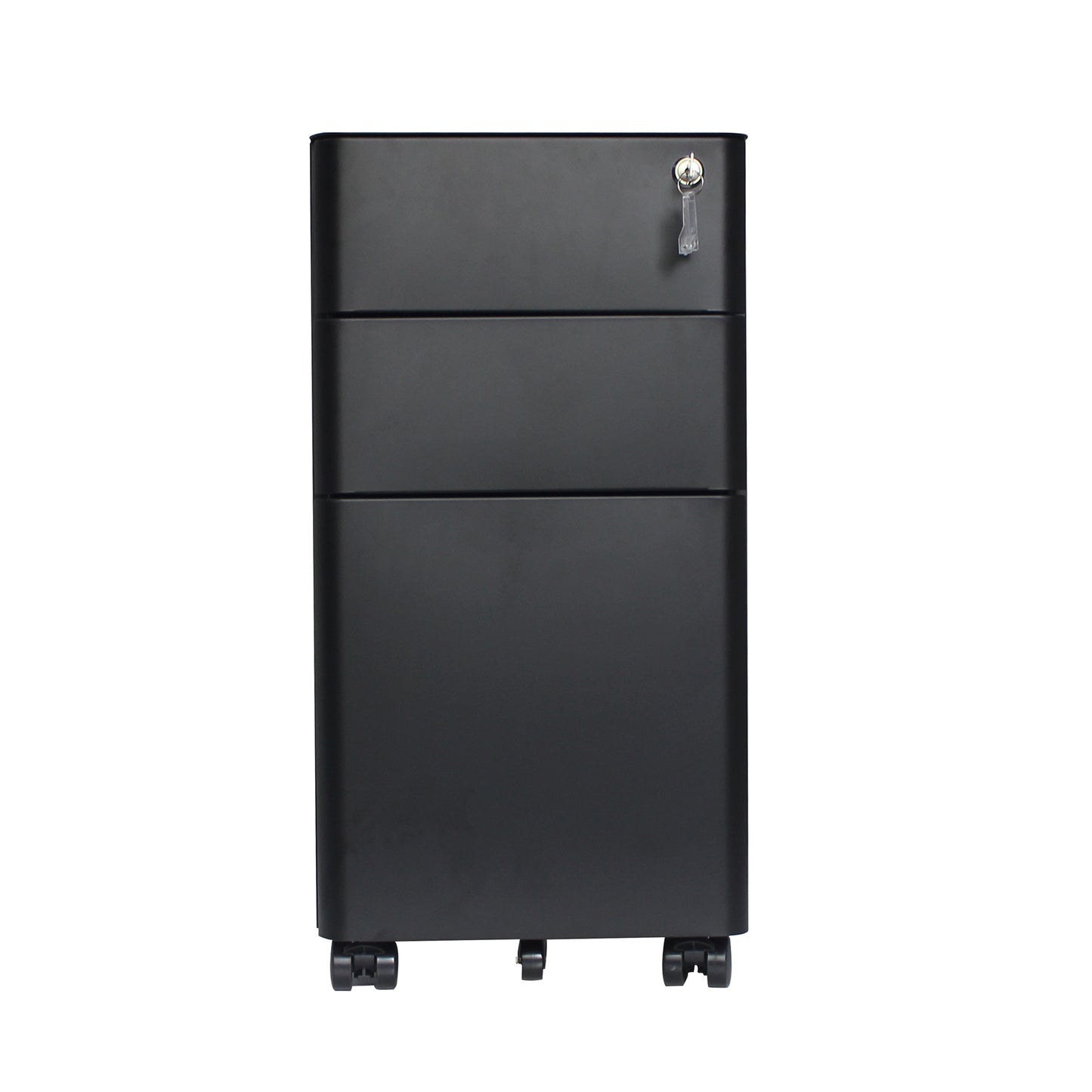 MARLO 3 Drawer Slim Mobile Pedestal Cabinet - Black