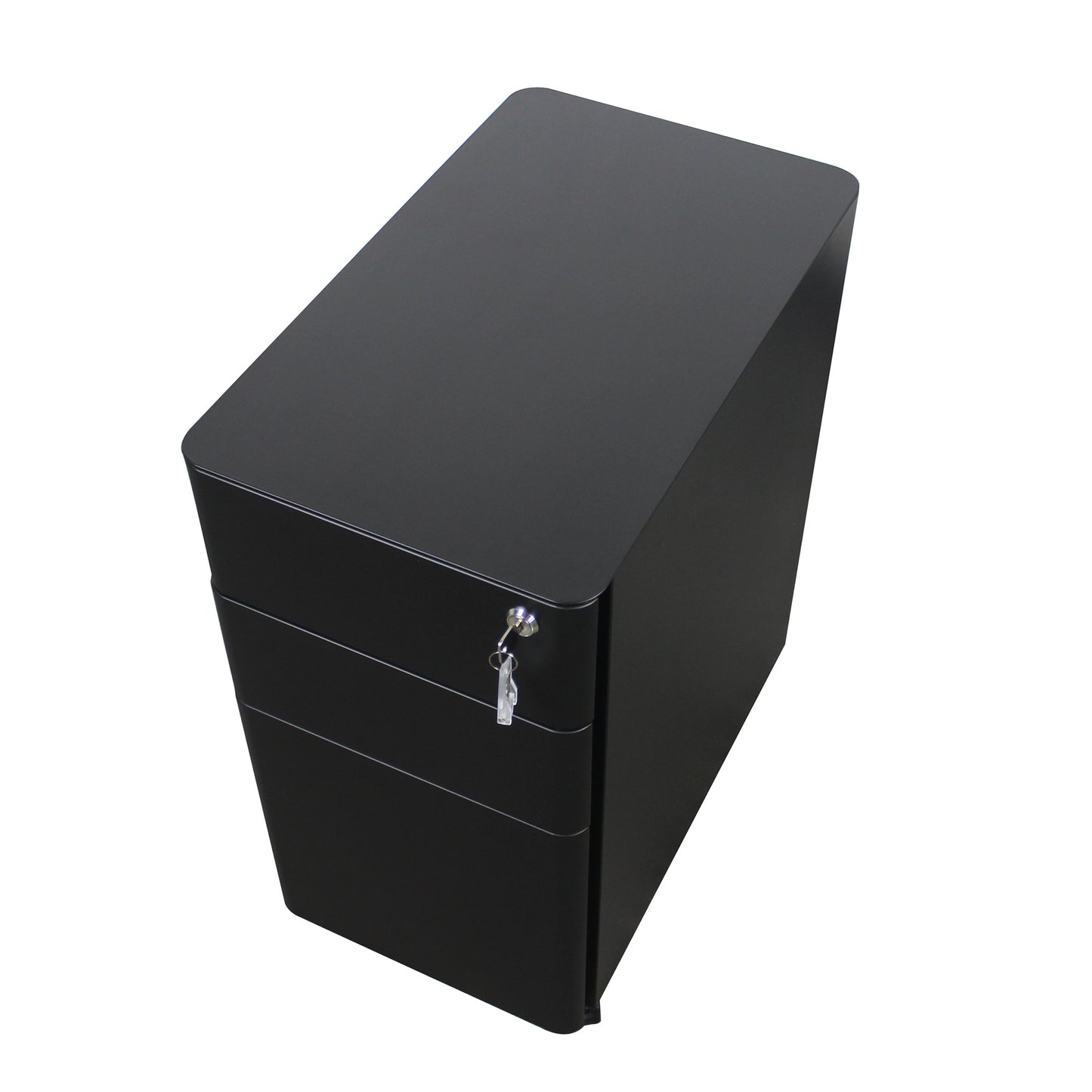 MARLO 3 Drawer Slim Mobile Pedestal Cabinet - Black