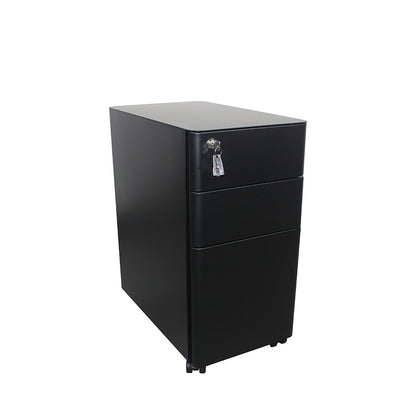 MARLO 3 Drawer Slim Mobile Pedestal Cabinet - Black