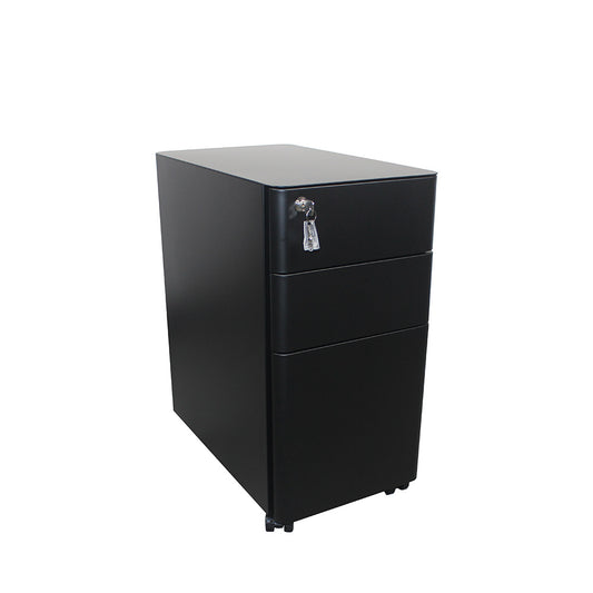 MARLO 3 Drawer Slim Mobile Pedestal Cabinet - Black