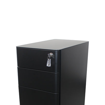 MARLO 3 Drawer Slim Mobile Pedestal Cabinet - Black