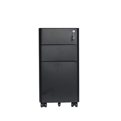 MARLO 3 Drawer Slim Mobile Pedestal Cabinet - Black