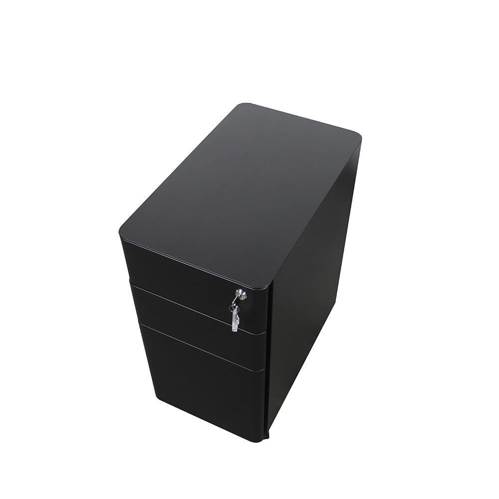 MARLO 3 Drawer Slim Mobile Pedestal Cabinet - Black