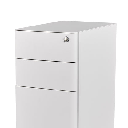 MARLO 3 Drawer Slim Mobile Pedestal Filing Cabinet - White