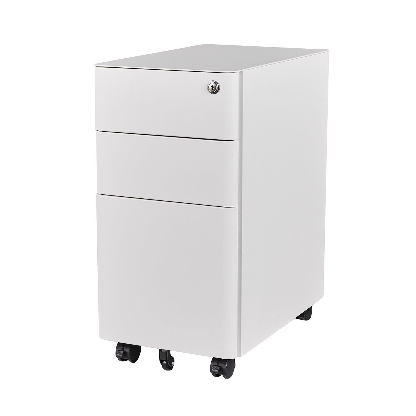 MARLO 3 Drawer Slim Mobile Pedestal Filing Cabinet - White