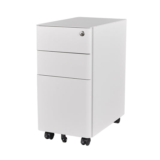 MARLO 3 Drawer Slim Mobile Pedestal Cabinet - White