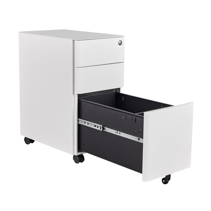 MARLO 3 Drawer Slim Mobile Pedestal Cabinet - Black