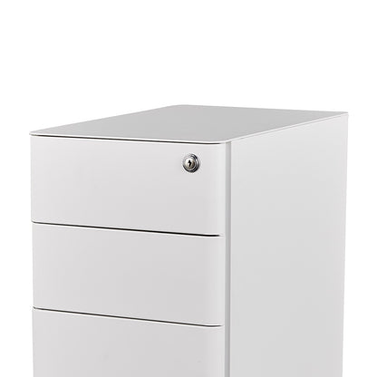 MARLO 3 Drawer Slim Mobile Pedestal Cabinet - White