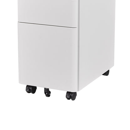 MARLO 3 Drawer Slim Mobile Pedestal Cabinet - White