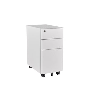 MARLO 3 Drawer Slim Mobile Pedestal Cabinet - White