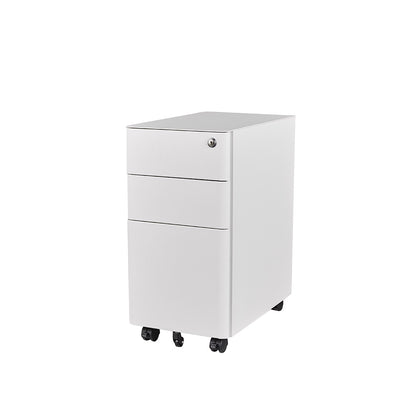 MARLO 3 Drawer Slim Mobile Pedestal Cabinet - White