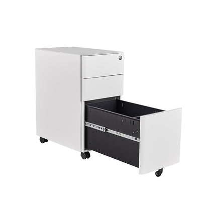 MARLO 3 Drawer Slim Mobile Pedestal Cabinet - White