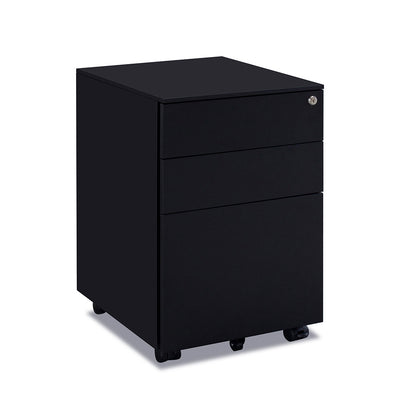 MARLO 3 Drawer Mobile Pedestal Cabinet - Black