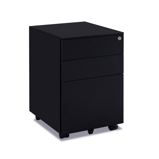 MARLO 3 Drawer Mobile Pedestal Cabinet - Black