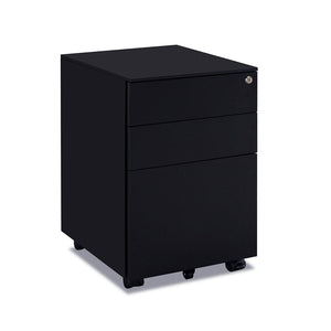 MARLO 3 Drawer Mobile Pedestal Cabinet - Black