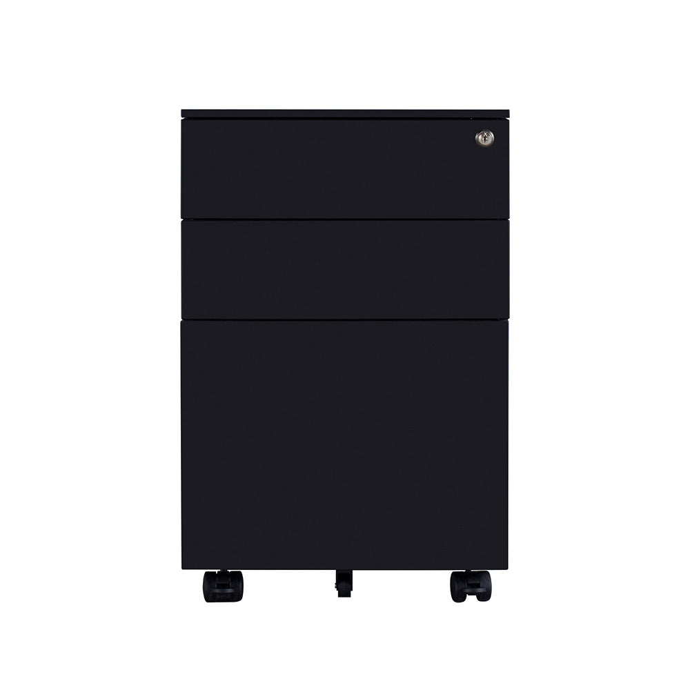 MARLO 3 Drawer Mobile Pedestal Cabinet - Black