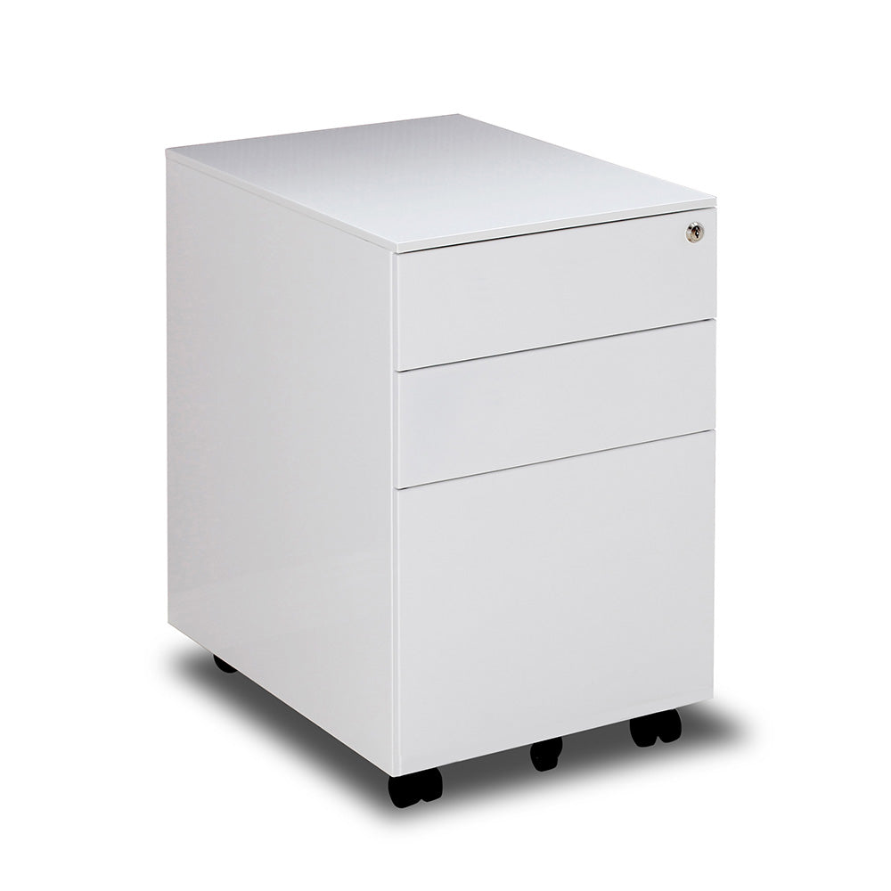 MARLO 3 Drawer Mobile Pedestal Cabinet - White