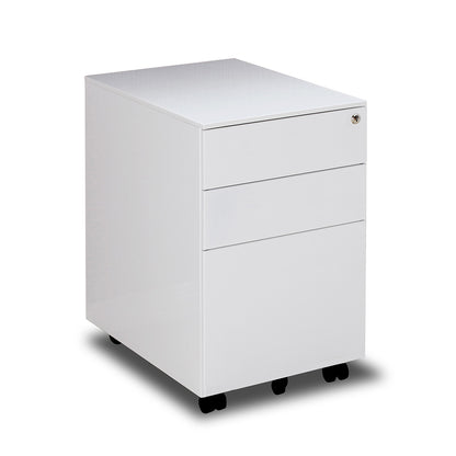 MARLO 3 Drawer Mobile Pedestal Cabinet - White
