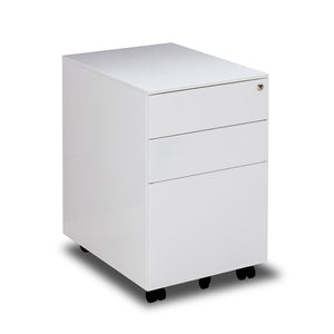 MARLO 3 Drawer Mobile Pedestal Cabinet - White