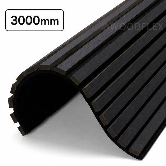WOODFLEX Flexible Acoustic Wood Slat Wall Panel - Black Coated - 3000mm x 600mm
