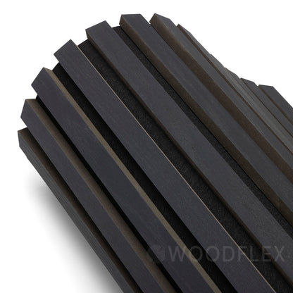 WOODFLEX Flexible Acoustic Wood Slat Wall Panel - Black Coated - 3000mm x 600mm
