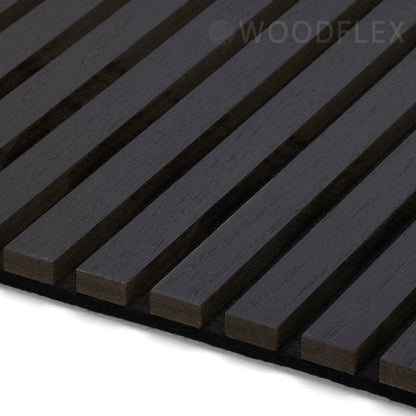 WOODFLEX Flexible Acoustic Wood Slat Wall Panel - Black Coated - 3000mm x 600mm