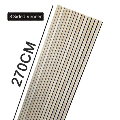 WOODFLEX Flexible Acoustic Wood Slat Panel - 3 Sided Full Wrap Oak Veneer on Black - 2700mm x 600mm