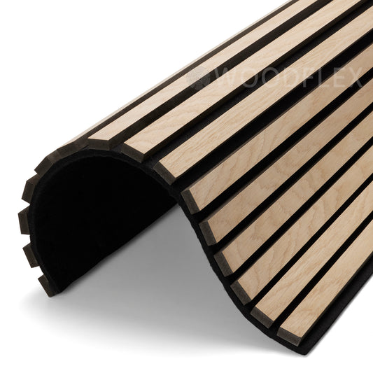 WOODFLEX Flexible Acoustic Wood Slat Wall Panel, Oak Veneer - 2700mm x 600mm