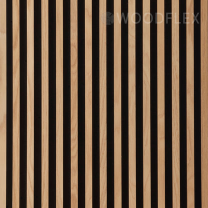 WOODFLEX Flexible Acoustic Battened Wood Slat Panel - 3 Sided Full Wrap Oak Veneer - 2700mm x 600mm