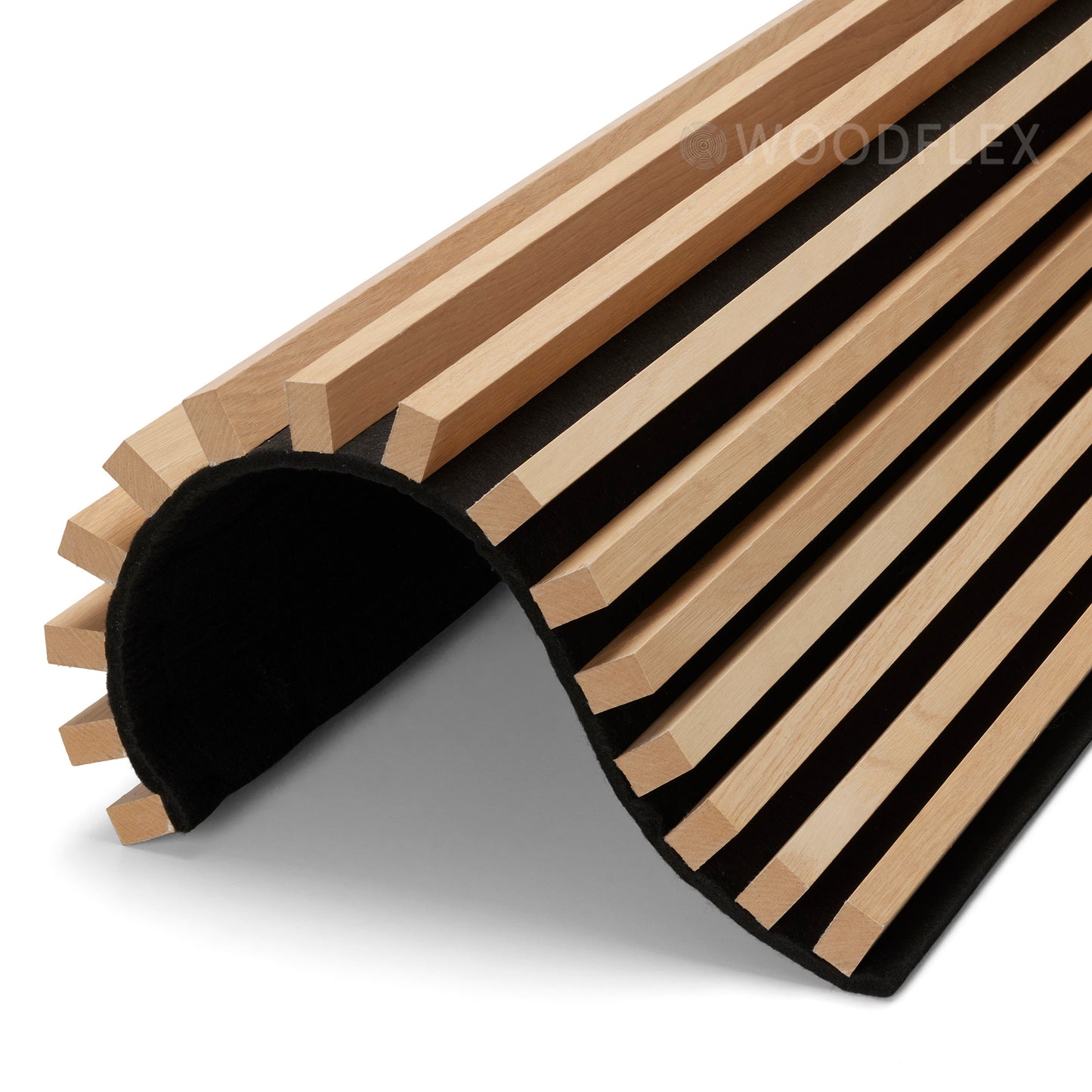 WOODFLEX Flexible Acoustic Battened Wood Slat Panel - 3 Sided Full Wrap Oak Veneer - 2700mm x 600mm