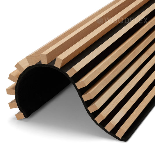 WOODFLEX Flexible Acoustic Battened Wood Slat Panel - 3 Sided Full Wrap Oak Veneer - 2700mm x 600mm